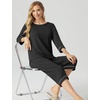 image:imagePrinStory Womens Pajama Sets Capri Pjs Soft Lounge Sets XS4XL  34 Sleeve Top and Capri Pants with Pockets Breathable and Stretchy Fabric 2 Piece Petite Pajamas Soft SleepwearBlack