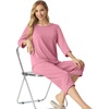image:imagePrinStory Womens Pajama Sets Capri Pjs Soft Lounge Sets XS4XL  34 Sleeve Top and Capri Pants with Pockets Breathable and Stretchy Fabric 2 Piece Petite Pajamas Soft SleepwearPink