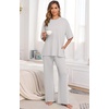 image:imagePrinStory Pajamas for Women Soft Pjs Lounge Set S4XL  Short Sleeve Tops and Long Pants 2 Piece Stretchy Pjs Set with Pockets for Sleep Home Travel Vacation Maternity NursingLight Gray