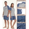 image:imageCouples Pajamas Set Short Sleeve Raglan Shirts and Shorts Lounge Sleepwear01gray Blue