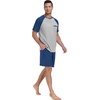 image:imageCouples Pajamas Set Short Sleeve Raglan Shirts and Shorts Lounge Sleepwear47dark Blue
