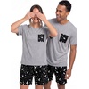 image:imagePrinStory Couples Pajamas Set Shirts and Shorts Summer Comfy Lounge FamilyBlack Star Moon
