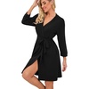 image:imagePrinStory Robes for Women Short Knit Bathrobe S2XLA01 Black