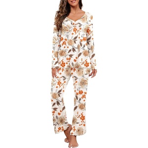 image:imagePrinStory Womens Pajama Sets Long Pjs Soft Lounge SetsFpwhite Sketch Rose