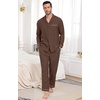 image:imagePrinStory Mens Pajamas Set Long Sleeve Button Down Sleepwear Pjs S2XLBrown