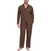 image:imagePrinStory Mens Pajamas Set Long Sleeve Button Down Sleepwear Pjs S2XLBrown
