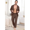 image:imagePrinStory Mens Pajamas Set Long Sleeve Button Down Sleepwear Pjs S2XLBrown