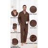 image:imagePrinStory Mens Pajamas Set Long Sleeve Button Down Sleepwear Pjs S2XLBrown