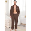 image:imagePrinStory Mens Pajamas Set Long Sleeve Button Down Sleepwear Pjs S2XLBrown