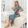 image:imagePrinStory Nightgowns for Women Long Nightshirt Short Sleeve House DressA02 Fpmix Blue