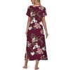 image:imagePrinStory Nightgowns for Women Long Nightshirt Short Sleeve House DressA08 Fpwine Red