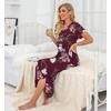 image:imagePrinStory Nightgowns for Women Long Nightshirt Short Sleeve House DressA08 Fpwine Red