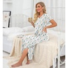 image:imagePrinStory Nightgowns for Women Long Nightshirt Short Sleeve House DressFpwhite Color Block