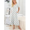 image:imagePrinStory Nightgowns for Women Long Nightshirt Short Sleeve House DressFpwhite Color Block