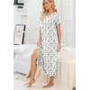 image:imagePrinStory Nightgowns for Women Long Nightshirt Short Sleeve House DressFpwhite Color Block
