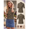 image:imageWomens Mock Neck Half Sleeve Top Dressy Casual T Shirts Going Out Tops 2026B7 Twotone Leopard Khaki