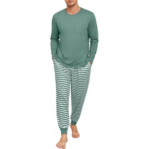 image:imagePrinStory Mens Pajamas Set Long Sleeve 2 Piece Pjs Sets S3XLCyan Stripe