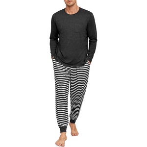 image:imagePrinStory Mens Pajamas Set Long Sleeve 2 Piece Pjs Sets S3XLDark Gray Stripe
