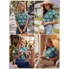 image:imagePrinStory Womens Tops Mock Neck Short Sleeve T Shirts Dressy Casual Ribbed Knit Slim Fit Summer Business Going Out Tops 2026B14 Cyan Green Apricot Blossom