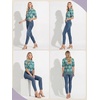 image:imagePrinStory Womens Tops Mock Neck Short Sleeve T Shirts Dressy Casual Ribbed Knit Slim Fit Summer Business Going Out Tops 2026B14 Cyan Green Apricot Blossom