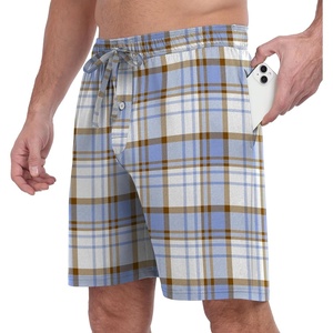 image:imagePrinStory Mens Pajama Shorts Soft Sleep Shorts Pj Bottoms with PocketsFpblue White Plaid
