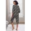 image:imagePrinStory Womens Pajama Sets Capri Pjs Soft Lounge Sets XS4XLFpblack Cashew Flower