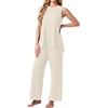 image:imagePrinStory Womens Pajamas Sets Sleeveless Pjs Set S4XLBeige Apricot