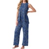 image:imagePrinStory Womens Pajamas Sets Sleeveless Pjs Set S4XLFpblue Cyan Vines