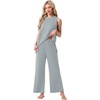 image:imagePrinStory Womens Pajamas Sets Sleeveless Pjs Set S4XLGray Blue