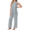 image:imagePrinStory Womens Pajamas Sets Sleeveless Pjs Set S4XLGray Blue