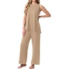 image:imagePrinStory Womens Pajamas Sets Sleeveless Pjs Set S4XLKhaki