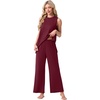 image:imagePrinStory Womens Pajamas Sets Sleeveless Pjs Set S4XLWine Red