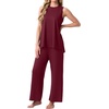 image:imagePrinStory Womens Pajamas Sets Sleeveless Pjs Set S4XLWine Red