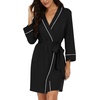 image:imagePrinStory Womens Robe Knee Length Soft Knit Bathrobe S2XLBlack
