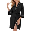 image:imagePrinStory Womens Robe Knee Length Soft Knit Bathrobe S2XLBlack