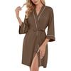 image:imagePrinStory Womens Robe Knee Length Soft Knit Bathrobe S2XLBrown
