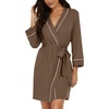 image:imagePrinStory Womens Robe Knee Length Soft Knit Bathrobe S2XLBrown