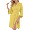 image:imagePrinStory Womens Robe Knee Length Soft Knit Bathrobe S2XLButter Yellow
