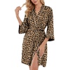 image:imagePrinStory Womens Robe Knee Length Soft Knit Bathrobe S2XLFpapricot Ld Print