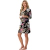image:imagePrinStory Womens Robe Knee Length Soft Knit Bathrobe S2XLFpbig Leaf Pink