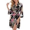 image:imagePrinStory Womens Robe Knee Length Soft Knit Bathrobe S2XLFpbig Leaf Pink