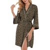 image:imagePrinStory Womens Robe Knee Length Soft Knit Bathrobe S2XLFpld Khaki