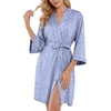 image:imagePrinStory Womens Robe Knee Length Soft Knit Bathrobe S2XLFpspot Blue