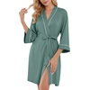 image:imagePrinStory Womens Robe Knee Length Soft Knit Bathrobe S2XLHaze Blue