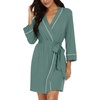image:imagePrinStory Womens Robe Knee Length Soft Knit Bathrobe S2XLHaze Blue