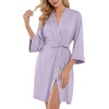 image:imagePrinStory Womens Robe Knee Length Soft Knit Bathrobe S2XLLight Purple