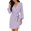 image:imagePrinStory Womens Robe Knee Length Soft Knit Bathrobe S2XLLight Purple