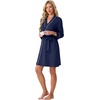 image:imagePrinStory Womens Robe Knee Length Soft Knit Bathrobe S2XLNavy Blue
