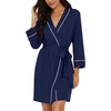 image:imagePrinStory Womens Robe Knee Length Soft Knit Bathrobe S2XLNavy Blue