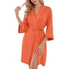image:imagePrinStory Womens Robe Knee Length Soft Knit Bathrobe S2XLOrange